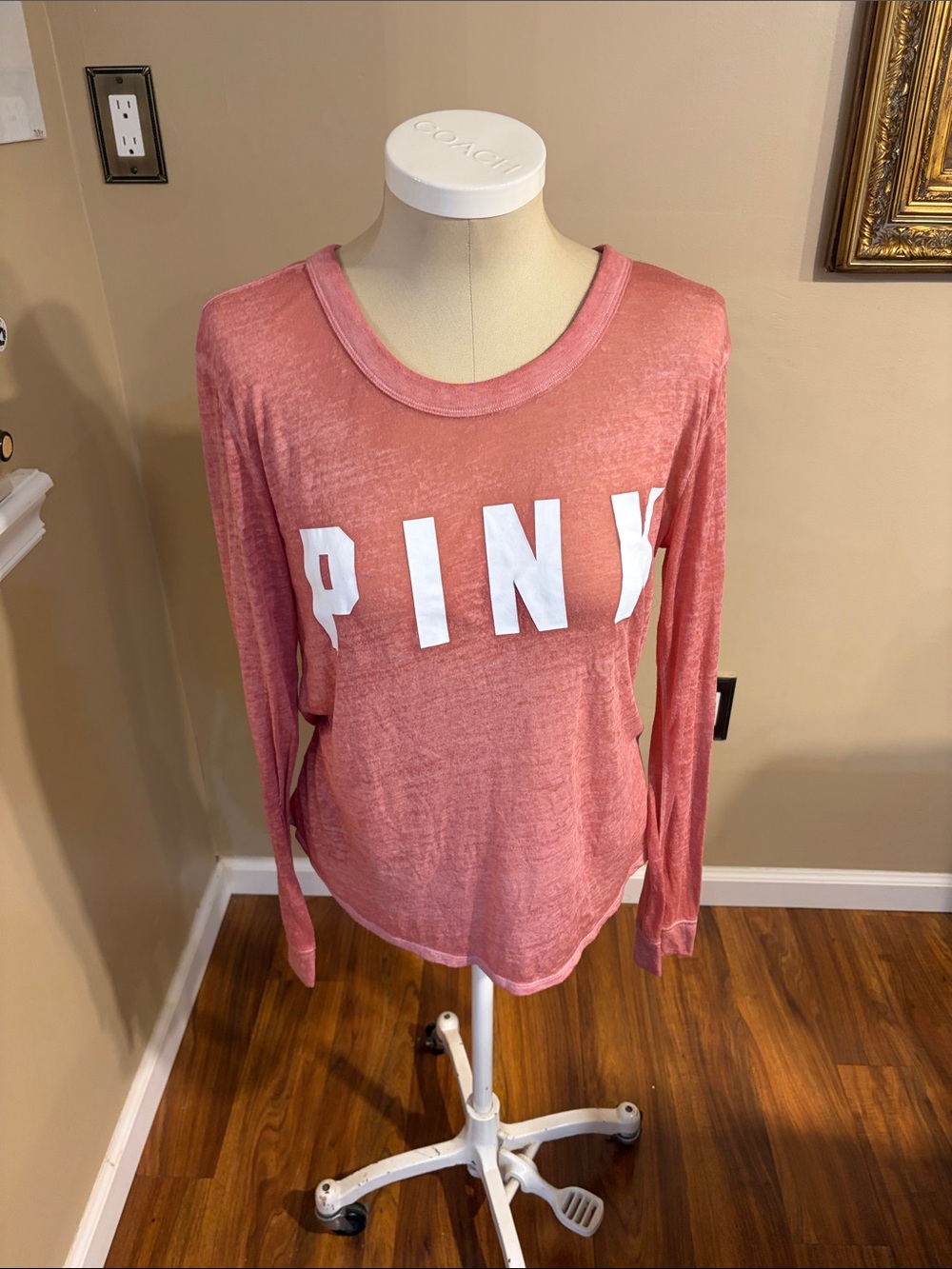 PINK Victoria's Secret Long Sleeve Crew Tee in Rose Pink